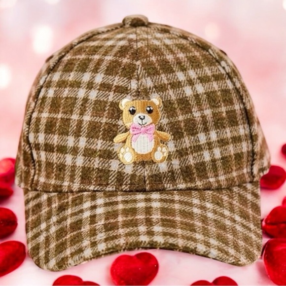 Boutique Accessories - Teddy Bear Brown Plaid Baseball Hat NWT
